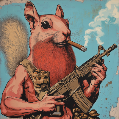 Bald Squirrel in Pop Art Style