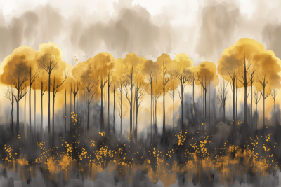 Minimalist Gold Highlighted Forest