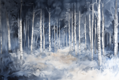 Minimalist Watercolor Forest