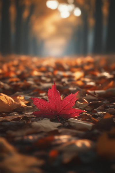 Red Leaf Among Gold