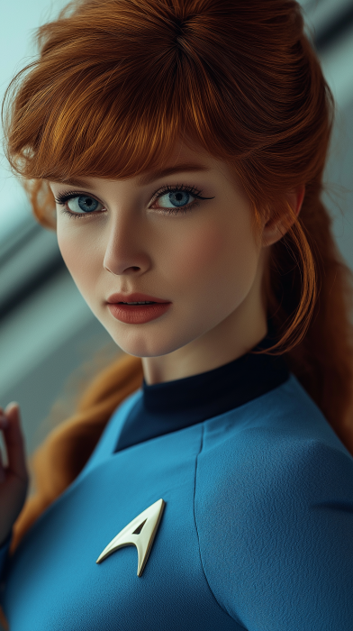 Redhead in Star Trek Uniform