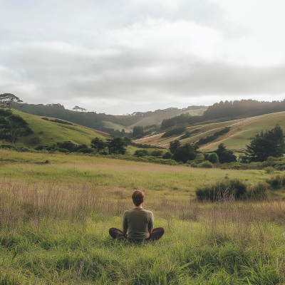 Peaceful Meditation in Countryside Meadow