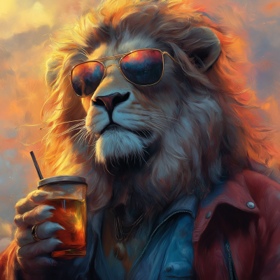 Cool Lion with Sunglasses