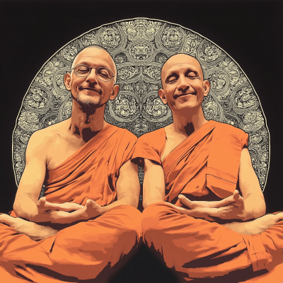 Meditating Monks