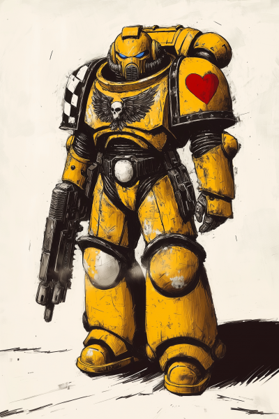 Hand Drawn Yellow Space Marine