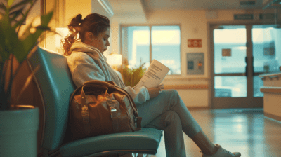 Woman in Hospital Waiting Room