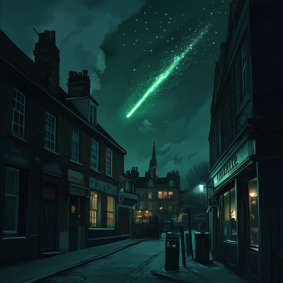 Green Comet Over London Pub