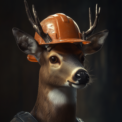 Realistic Deer with Hard Hat