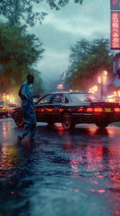 Rainy Night Cinematic Frame