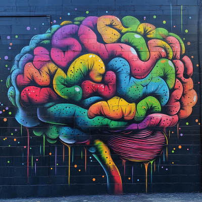 Neon Street Art Brain