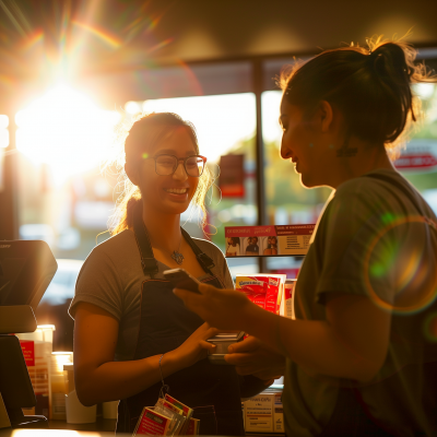 Cheerful Retail Interaction