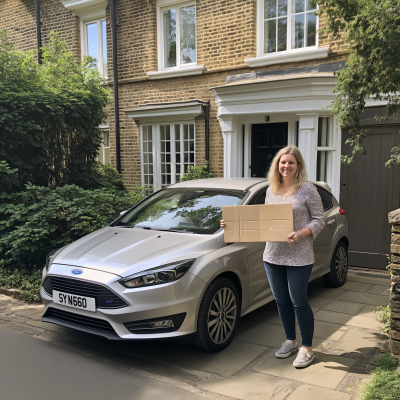 Smiling Woman by Car