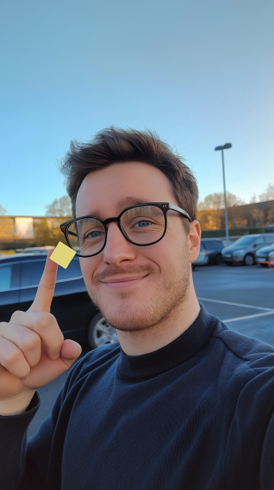 Happy Selfie in Parking Lot