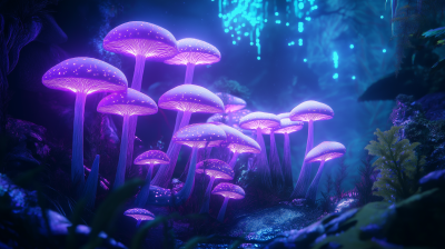 Underwater Glowing Mushrooms