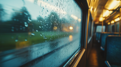 Inside a Train During a Rainstorm