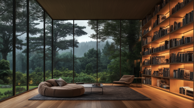 Modern Japandi Home Library