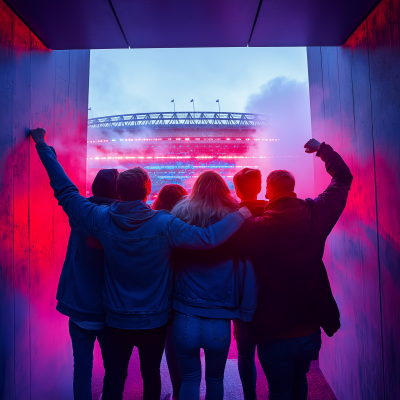 Excited Friends at Stadium