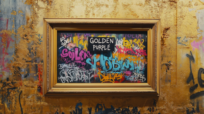 Golden Frame with Colorful Graffiti