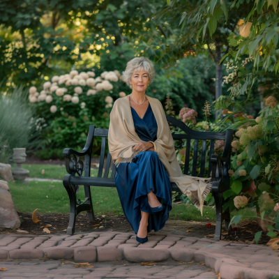 Elegant Woman in Garden