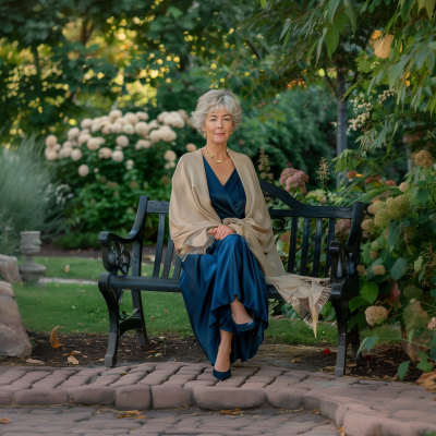 Elegant Woman in Garden