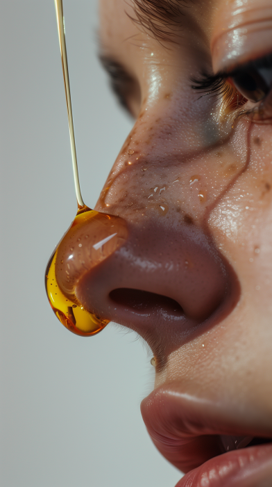 Close Up of Nose with Honey Drop