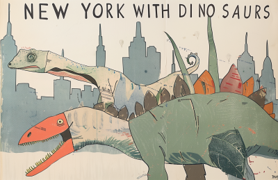 New York With Dinosaurs Poster