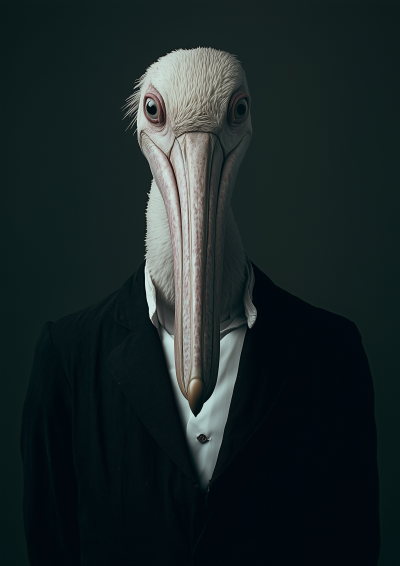 Surreal Man with Pelican Head