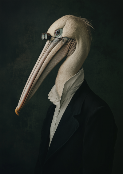 Surreal Man with Pelican Head