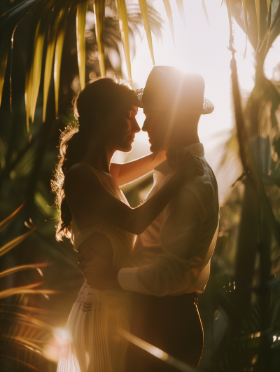 Couple Dancing Salsa in Tropical Environment