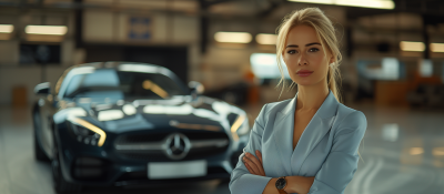 Business Woman in Blue Suit