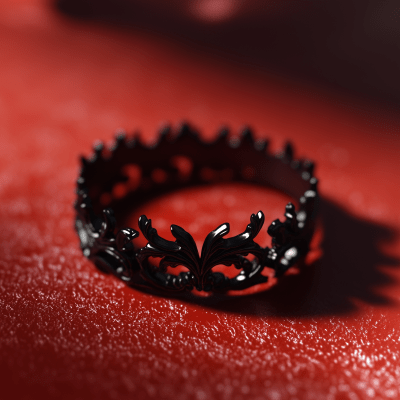 Ornate Fantasy Ring on Red Surface