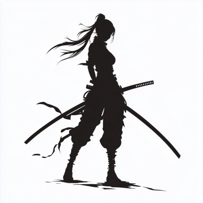 Silhouette of a Girl with Katana