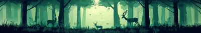 Minimalist Forest with Deers