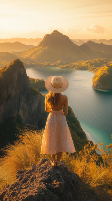 Beautiful Indonesian Woman at Sunrise