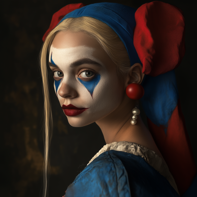 Harley Quinn as the Girl with a Pearl Earring