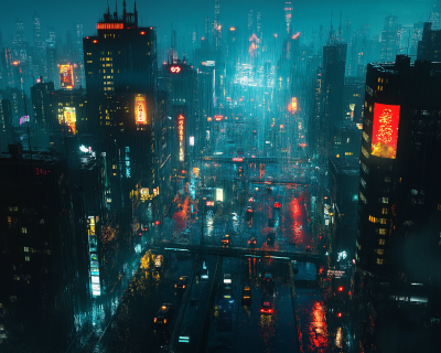 Futuristic Cityscape at Night