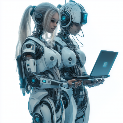 Cyberpunk Women with Laptop