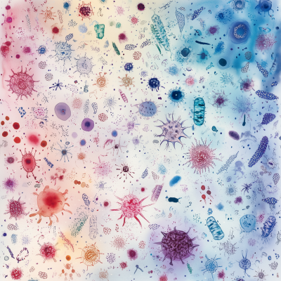 Floating Germs Watercolor Painting