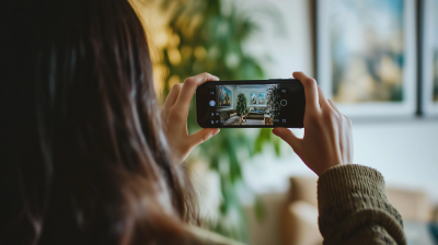 Woman Taking Photo of Living Room