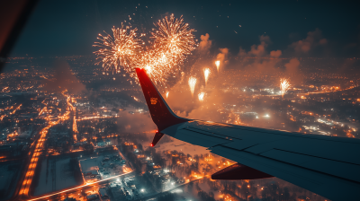 Fireworks over Snowy Field