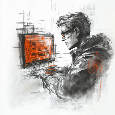 Charcoal Sketch of Automation Engineer