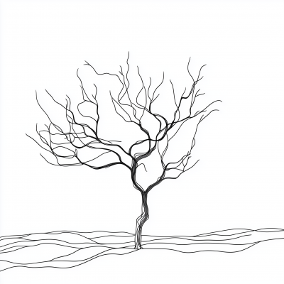 Continuous Line Dried Tree