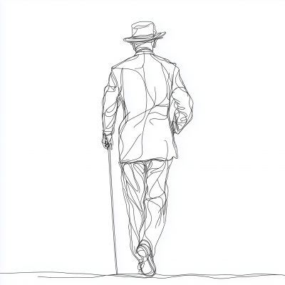 Continuous Line Drawing of a Man from the 1800s