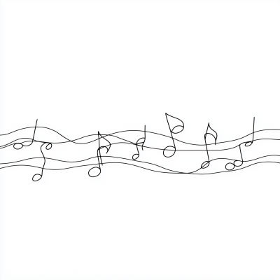 Continuous Line Drawing of Musical Notes