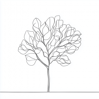 Continuous Line Tree Drawing