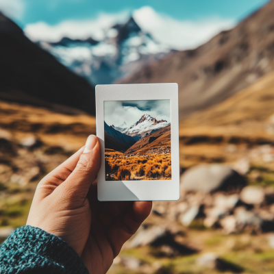 Hand Holding Polaroid in Andes