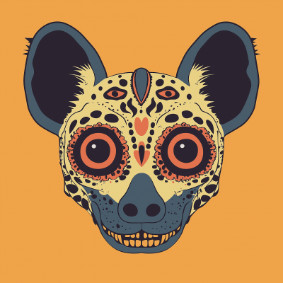 Simplistic Hyena Sugar Skull