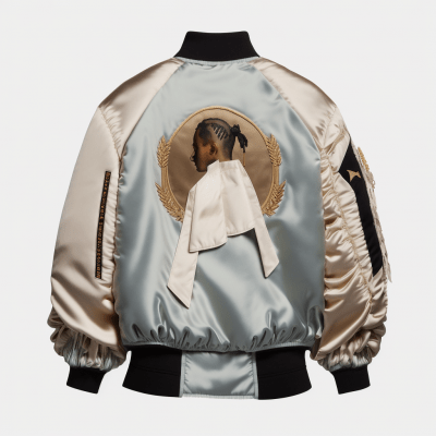 Oversized Satin Varsity Bomber Jacket