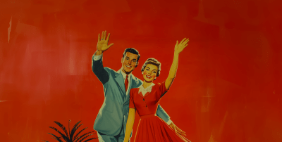 Vintage Couple Waving