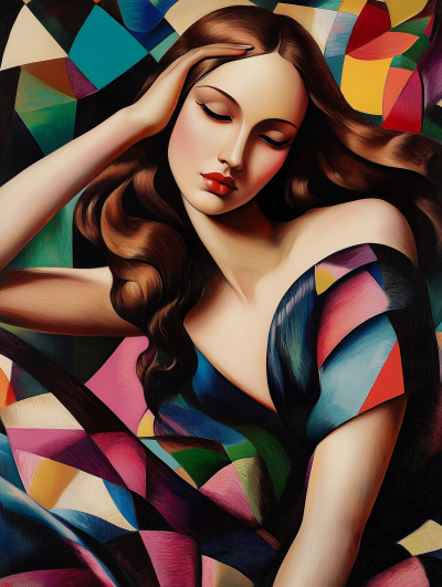 Elegant Woman in Cubist Style